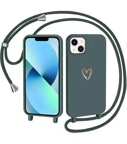 FMPCUON Handykette Für IPhone 13 Pro Max – Transparente Hülle Mit Umhängeband, Kartenfach, Dunkelgrün