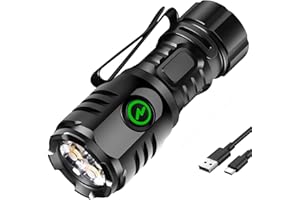 LEKIA Torcia LED 5000 Lumens Torcia Magnetica EDC Ricaricabile di Tipo C, 8 Modalità Torce Potente Professionale con Clip, Mini Torce Elettrica per EDC, Riparazione, Campeggio, Pesca, Emergenza