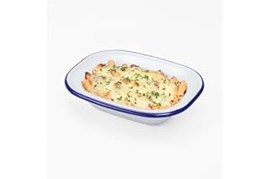 WINSOME Enamel Pie Dish | White Enamel Roasting Tin| Dishwasher Safe Pie Dish Pudding Baking Steak | Enamel Plate Tray for Oven & Stove (L 22 x W 16 x D 4.8 cm)