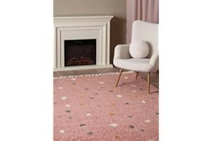 RugVista Confetti, Tappeto cameretta bimbi, 160 x 230 cm, Rettangolare, Tappeto per bambini, Polipropilene, Fabbricato a macchina, Tappeto da gioco per bambini, No sostanze nocive, Rosa