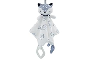 FenFang Doudou Neonato Elefante, Peluche Doudou Neonati Copertina Maschio Femmina, Coperta Coccole di Sicurezza Conforto Bambini, Straccetto Consolatore Gioco Culla Neonati Regali (Bianco Volpe)