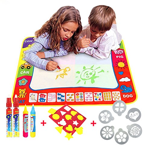 Water Doodle Magic Mats For Kids 80cmx60cm,TQP-CK Water Drawing Mat 4 Colours Child Painting Play Learning Magic Water Doodle Painting Pen With 4 Doodle Painting Pens