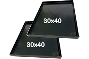 TEGLIEDIROMA Teglie forno professionale 40x30x2 Cm, con diagonale antideformazione Spessore teglie 8/10 Pizza alta idratazione ideale per professionisti della pizza e focaccia [2 PEZZI]