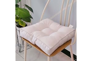 PING BU Cojín para silla de comedor, 45 x 45/50 x 50 cm, 8 cm de grosor, cojines de algodón suave para oficina, hogar, jardín (45 x 45 cm, blanco)