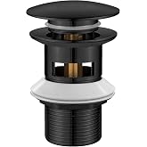 Ibergrif Pop Up Sink Stopper with Overflow, Matte Black Brass | Click clack valve, tool-free installation, compatible &Oslash;41-50
