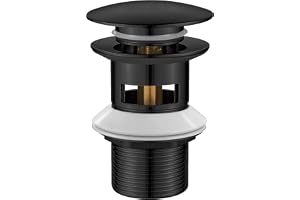 Ibergrif M20502B Click-Clack drainage universal washbasin with overflow, valve plug for bidet, black, m