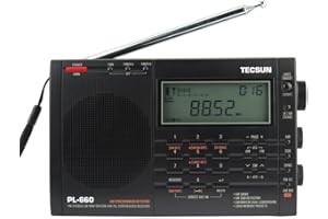 Tecsun PL-660 Dual Conversion Portable Digital Radio FM Stereo/MW/SW/LW/SSB/Air Band Receiver Time Display Alarm Clock Good Choice for Navigation and Amateur Radio Enthusiasts (660EU-Black)