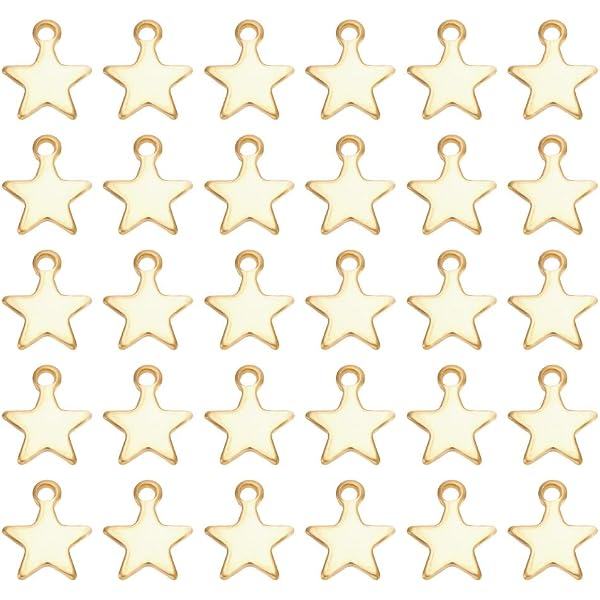 50STK GOLDEN STERN Anhänger 304 Edelstahl Charms 1 Produktbild-Vorschau 1