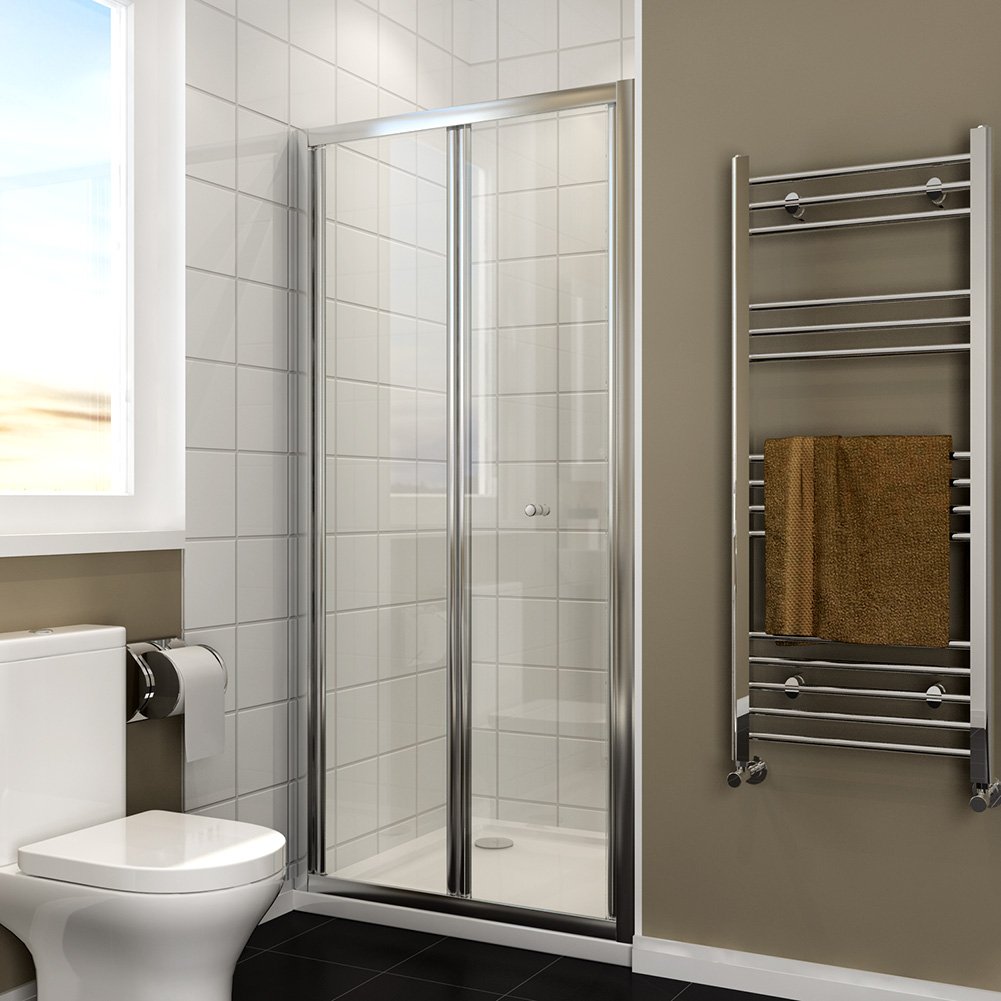 sunny showers Bifold Shower Door Enclosure Cubicle+Stone Tray+Waste