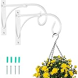 Nuptio 2 Piezas Soporte para Cesta Colgante Blanco, Ganchos para Colgar Pared, Soporte para Plantas Colgantes, Ganchos para C