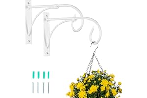 Nuptio 2 Piezas Soporte para Cesta Colgante Blanco, Ganchos para Colgar Pared, Soporte para Plantas Colgantes, Ganchos para Colgar El Jardín, Soporte para Exteriores Plantas Macetas Linternas