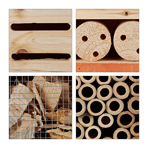 Relaxdays Insektenhotel Butterfly, Nistkasten für Bienen, Schmetterlinge, für Balkon, HxBxT: 41,5 x 27,5 x 8,5 cm, grün - 4