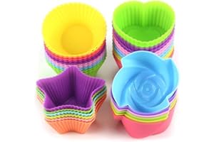 AVANA Lot de 36 moules à muffins réutilisables en silicone de qualité supérieure - Respectueux de l'environnement - 8 couleurs