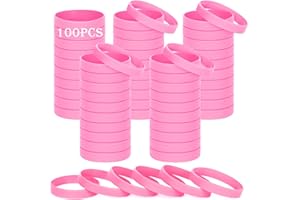 HONTIUS 8'' Braccialetti In Gomma, 100 Pezzi Braccialetti In Silicone, Rosa Vuoto Elastici di Gomma per Uomo Donna Scuola Insegnante Squadra Festa
