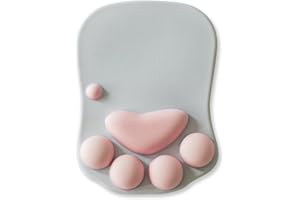 GGET Cat Paw Mouse Pad With Wrist Support, Cartoon Cute Cats Paw Soft Silicone Rests Wrist Cushion Fashion Rest Comfort Mouse Pats (10.6×8.0)