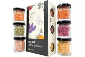‎FOODOKO FINEST FOODOKO FINEST - Gourmet Salz Gewürze Geschenkset, Gewürzsalz im Probierset, Meersalz Salzset aus Spanien im Geschenk Set aus (6x40gr) Gläser