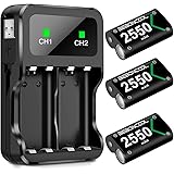3-Packs Akku für Xbox One/Series X/S Controller, BEBONCOOL 2550mAh Wiederaufladbare Akku mit Ladekable LED-Anzeige, Akku für 