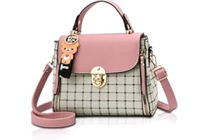 NICOLE & DORIS NICOLE&DORIS Women Handbags Cute Crossbody Bag for Girls Lattice Shoulder Bags PU Leather Messenger Bag Top-Handle Bag with Flap Pink
