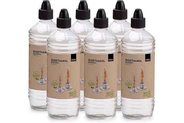 höfats - Bioéthanol Gel Organique, Gel Combustible - 6X Bouteilles à 1000 ML - Accessoire pour recharger höfats Spin 90/120 feu de Table, sans Odeur ni fumée