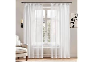 TOPICK White Net Curtains for Windows 72 Inch Drop, Sheer Curtains Long Voile Curtain 2 Panels for Bedroom, Lightweight Privacy Curtains for Living Room, Kitchen, 55W x 72L Inches