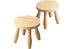 Yier Mei 2 Pcs Mushroom Shaped Creativity Solid Wooden Stool, 24cm H Wood Plant Stand Indoor Step Stool for Kids Adults Living Room,Bathroom, Kitchen, Office, Garden, Fishing