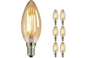 LED Edison Glühbirne E14, NUODIFAN 6x Vintage Kleine LED Kerze Birne Antike Lampe (Warmweiß 4W 2700K Amber Glas) Dekorative Retro Glühbirne Ideal für Kronleuchter Hänge Kristalllampe (6 Stück)