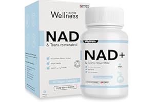 WELLNESS WIZARDS NAD+ Trans-Resveratrol 1000mg | 60 Capsules | Boost NAD+ Levels | High Absorption Formula | Supports Immune Health Anti-Aging & Cognitive Function | GMO/Gluten Free | Made in UK