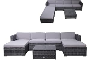 SVITA Lugano Garten-Lounge Polyrattan Garten-Set Sofa-Set Garnitur Gartenmöbel Couch-Set Grau