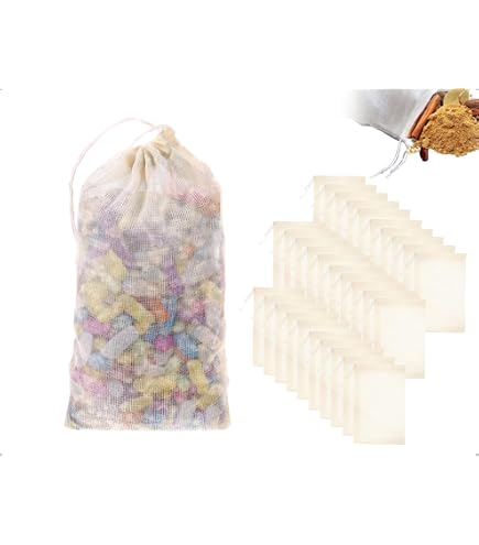 24pz Sacchetti per Spezie Cottura, 9,8x8cm Cordoncino Sacchetti Spezie per Zuppa Sacchetti Mussola Bustine di Tè Vuote Sacchetti per Erbe Sacchetti di Garza per Spezie Tè Erbe Zuppa Cucina