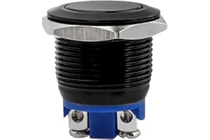 Bestgle Push button switch 19 mm button waterproof momentary pressure switch flat head round mini press button car switch on/off button switch black