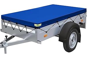 NUVOLLO Abdeckplane wasserdicht mit Planenseil, Anhänger Plane, 600D Oxford Material, Wasserdicht Winddicht Sonnenschutz, Reißfest für Stema Opti AN 750 FT7.5/850 FT 8.5, Pongratz LPA EPA 206 (209x115x10cm)