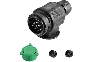 SPARKMOTO 13 poliger Stecker für Anhänger,mit Grün Parking Cover und Dichtungen,12V Wasserdicht 13 polige Anhängerstecker,AHK Adapter Stecker 13 polige Anhänger Stecker Für PKW Anhänger (Klassisch)