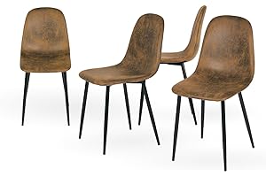 Homy Casa – Lot de 4 chaises de Salle à Manger Douces avec Dossier et Pieds en métal Massif pour Salon, Maison, Marron