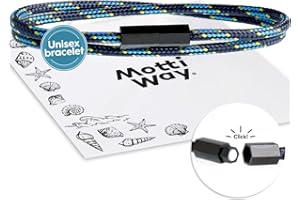 Motti Way Pulseras Para Hombre y Mujeres Con Cierre Magnético, Nauticas Pulsera De Cuerda Umpermeable Unisex Negro