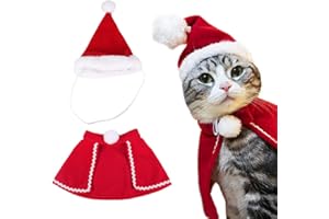 LIFREER Costume de Noël pour Chien - Cape et Chapeau de Noël réglables - Cadeau de Noël pour Chat et Chiot