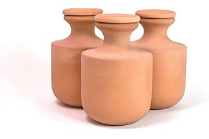 ALPPOS 3 oyas à enterrer de 500 ml en terre cuite avec couvercle - ollas pour plante intérieure et extérieure système d'irrigation par capitaliser