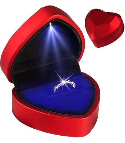 Boîte à Bague LED Automatique - Écrin Velours Pour Proposition, Mariage (Blanc)