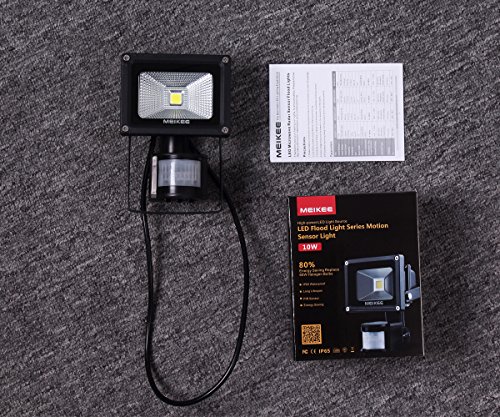 MEIKEE 10W LED Fluter Floodlight Strahler Licht Scheinwerfer Außenstrahler Wandstrahler Schwarz Aluminium IP65 Wasserdicht AC 85 – 265V Tageslichtweiß [Energieklasse A++] - 8
