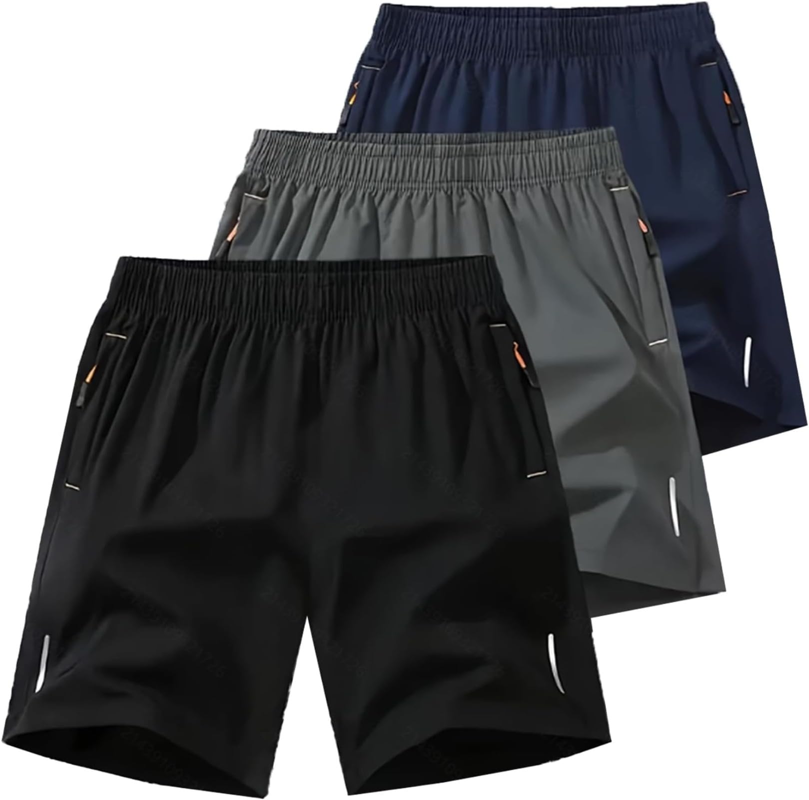 Paquete de 3 pantalones cortos de gimnasio de secado rápido para hombre, pantalones cortos de correr de 5 pulgadas con bolsillos con cremallera, pantalones cortos de entrenamiento activo - 1