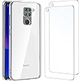 NEW'C Cover per Xiaomi Redmi Note 9 Gel TPU in silicone custodia ultra trasparente e 2 × vetro temperato , Pellicola proteggi