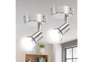 ‎BOJIM Bojim LED Deckenlampe 1 Flammig, Schwenkbar Deckenstrahler, Strahler Wandlampe (inkl. 2 x 6W GU10 LED Leuchtmittel, 550LM, Neutralweiß 4000K), Deckenspot Wandstrahler für Wohnzimmer, Küche