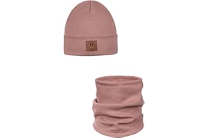 Ander Beanie Kinder und Loop Schal Set SMILE – Beanie & Schlauchschal aus Baumwolle – Frühling Herbst – Unisex Jungen Mädchen – Weich und Stylisch