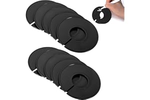BUKYCAT 10 Divisores de Perchas Redondas, Separadores de Armario, Separadores de Talla para Distribución de Tamaño de Ropa (Negro)