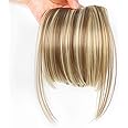 LEEONS Fringe Bangs Hair Extensions Clip in Bangs 6" Short Straight Hairpiece Front Neat Bang Two Side Blonde(18H613#)
