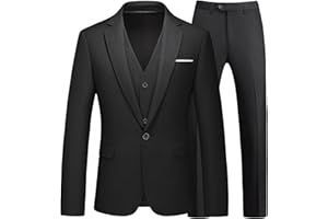 KUDMOL Costume Homme 3 pièces Mariage d'affaires Slim Fit Smoking à Un Bouton Men Suits 3 Piece pour Fête Confort Blazer Veste et Pantalon Gilet
