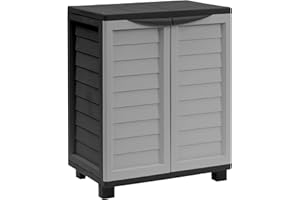 Garden Store Direct Utility Cabinets With 2 or 4 Shelves 01-811 Black and Silver, Weatherproof, Lockable, No tools needed! (3ft Cabinet - 2 Shelves)