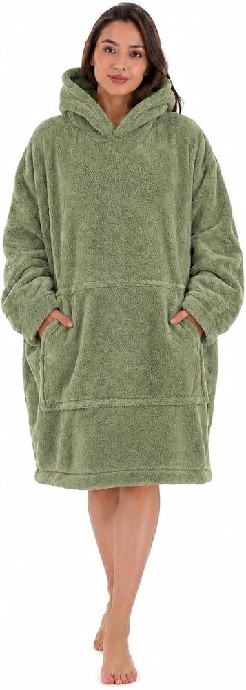 Wellsoft Kapşonlu Giyilebilir Tv Battaniyesi Unisex Over Size - Haki Haki