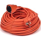 O&amp;W Security Schuko Professional Extension Cable 20 m (Type F) 16 A/250 V IP44 Outdoor 1.5 mm&sup2; Flexible and Durable Orange