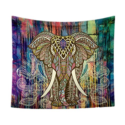 Generic Böhmisch Stil Wandteppich Teppich Yoga Matte Ver. Musster – Bunte Elefanten - 2