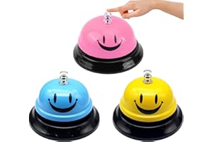 FYKZQWDS 3 PCS Service Bell, Reception Bell, Non-Slip Desk Bell Base Call Bell for Hotels, Schools, Restaurants, Reception Areas, Kitchen and Bars, Pet Training(Yellow/Blue/pink)